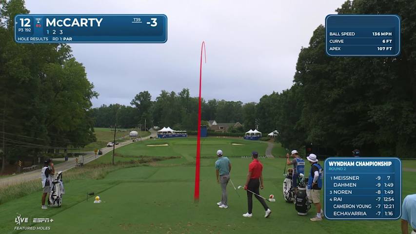 Matt McCarty makes birdie on No. 12 at Wyndham