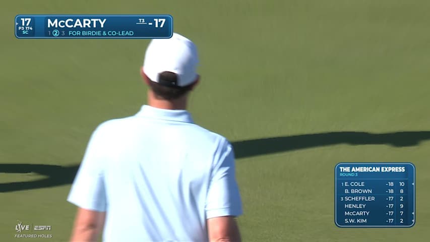 Matt McCarty sinks 22-foot birdie putt on No. 17 at The American Express