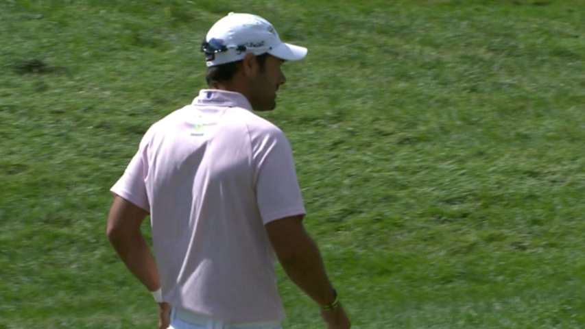 Benjamin Alvarado’s 22-foot putt earns birdie on No. 18 at The Greenbrier