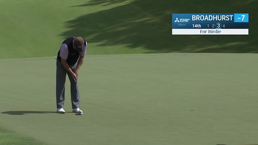 Paul Broadhurst makes birdie on No. 14 at Mitsubishi