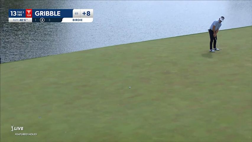 Cody Gribble sends in a 40-foot birdie putt at Charles Schwab