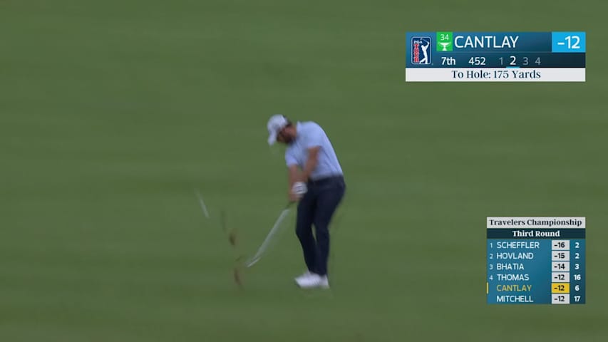 Patrick Cantlay's 175-yard approach sets up birdie on No. 7 at Travelers