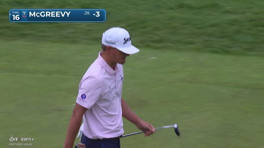 Max McGreevy sinks a 23-foot birdie putt on No. 7 at RBC Canadian