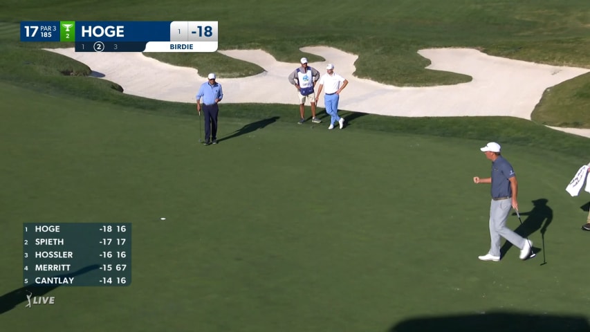 Tom Hoge sinks 22-footer for two-shot lead at AT&T Pebble Beach