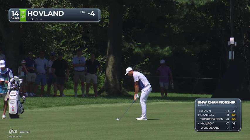 Viktor Hovland's 150-yard approach sets up birdie on No. 14 at BMW Championship