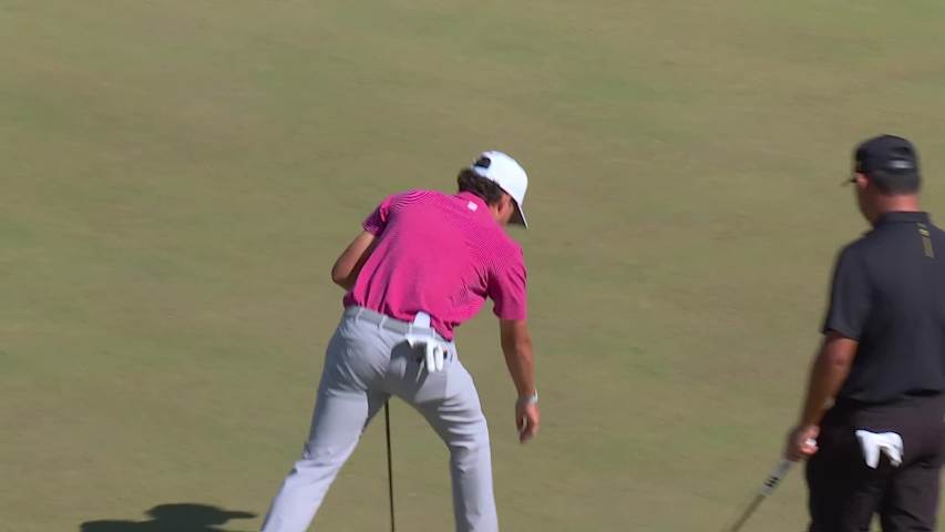 Jackson Koivun sinks a 25-foot birdie putt on No. 3 at Sunday Singles