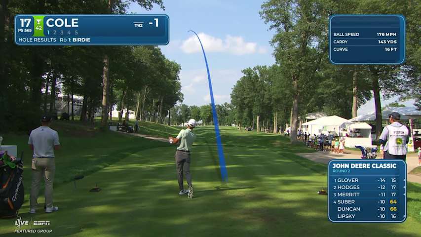 Eric Cole sinks 28-foot eagle putt on No. 17 at John Deere