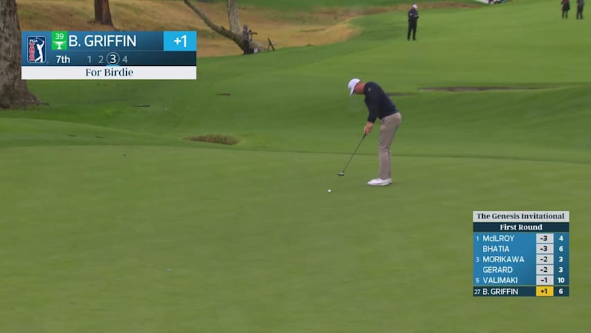 Ben Griffin sinks 34-foot birdie putt on No. 7 at The Genesis