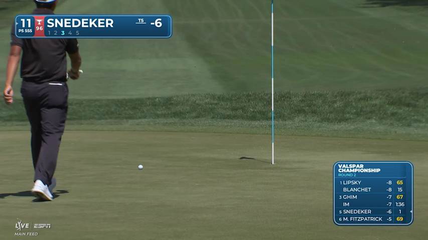 Brandt Snedeker sinks 4-foot birdie putt on No. 11 at Valspar