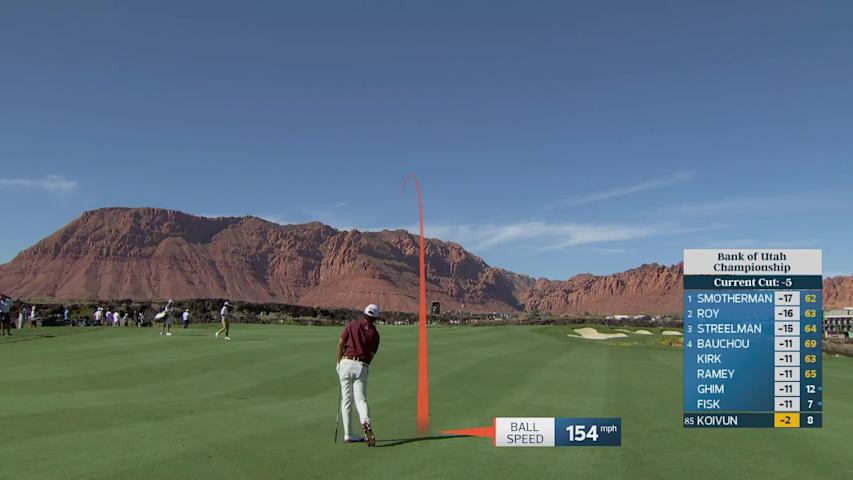 Jackson Koivun taps in for birdie on No. 9 at Bank of Utah