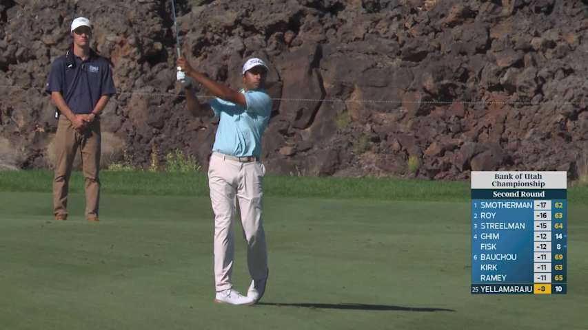 Sudarshan Yellamaraju's 190-yard approach sets up birdie on No. 11 at Bank of Utah