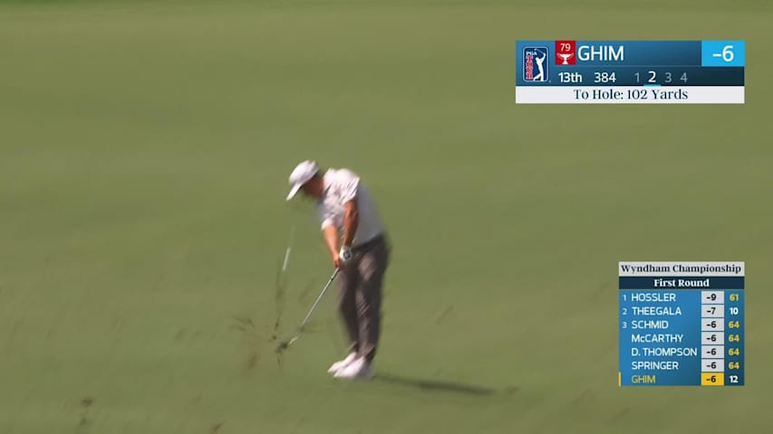 Doug Ghim's 106-yard approach sets up birdie on No. 13 at Wyndham