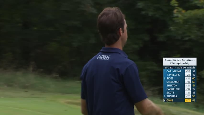 Trevor Cone makes birdie on No. 18 at Compliance Solutions