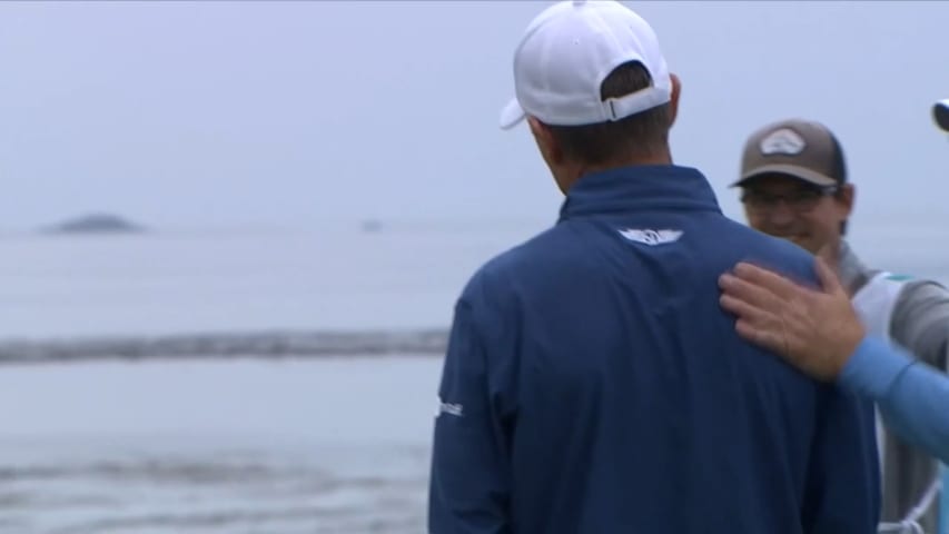 Steven Alker pours-in long putt for birdie on No. 18 at PURE  Insurance