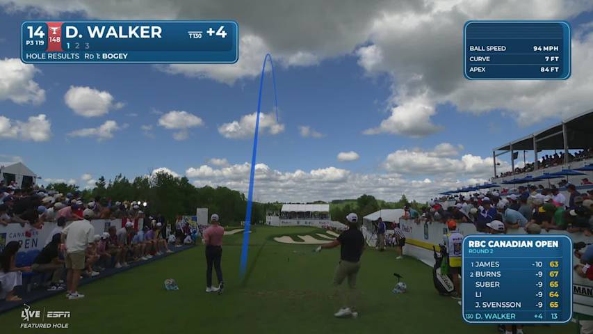 Danny Walker sinks 16-foot birdie putt on No. 14 at RBC Canadian