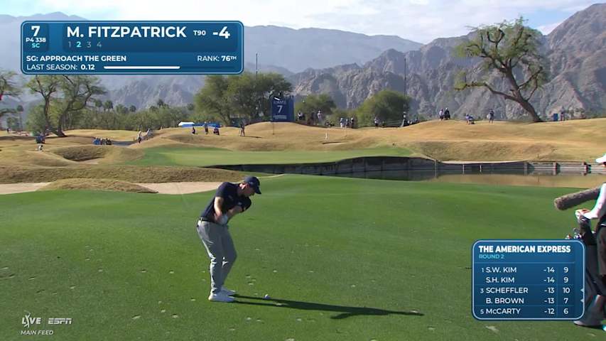 Matt Fitzpatrick hits 89-yard approach to 12 feet, sets up birdie on No. 7 at The American Express