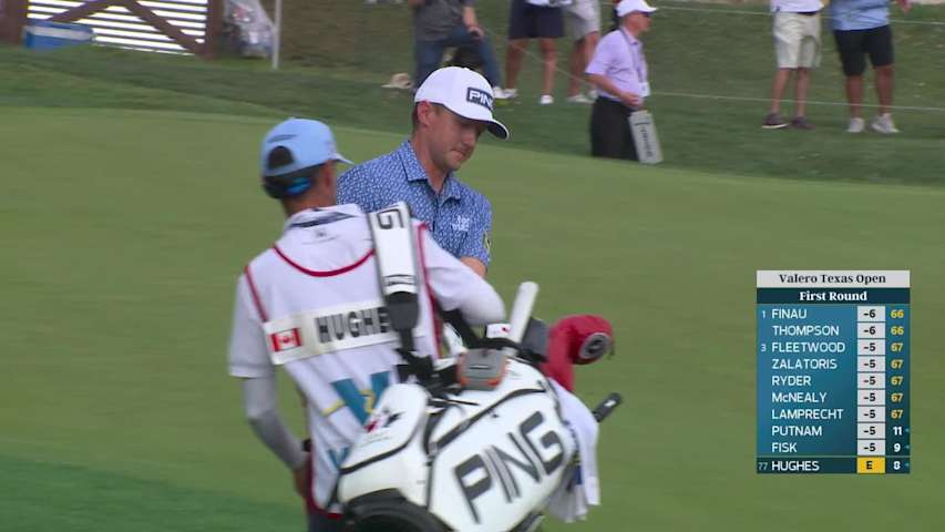 Mackenzie Hughes drains 81-foot eagle putt on No. 18 at Valero