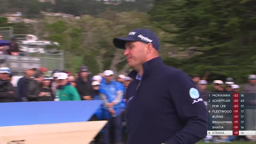 Sepp Straka sinks 18-foot birdie putt on No. 17 at AT&T Pebble Beach