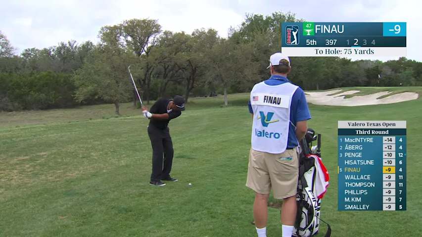 Tony Finau drains 20-foot birdie putt on No. 5 at Valero