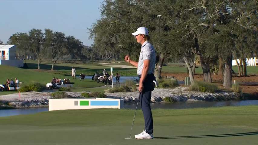 Maverick McNealy drains birdie putt to win The RSM Classic