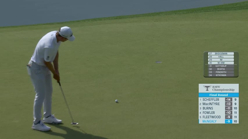 Maverick McNealy makes birdie on No. 11 at BMW Championship