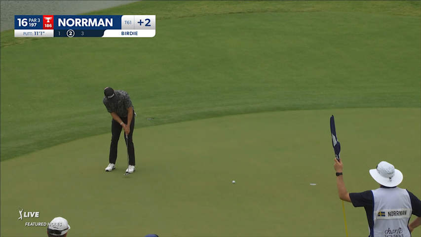Vincent Norrman makes 11-foot birdie putt at Charles Schwab