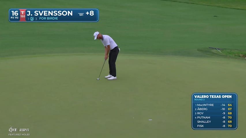 Jesper Svensson nearly aces No. 16, sets up birdie at Valero
