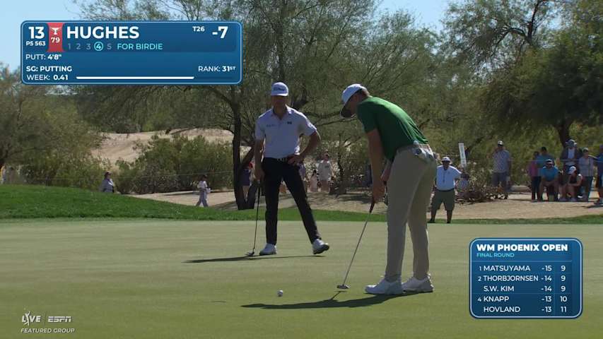 Mackenzie Hughes sinks 5-foot birdie putt on No. 13 at WM Phoenix Open
