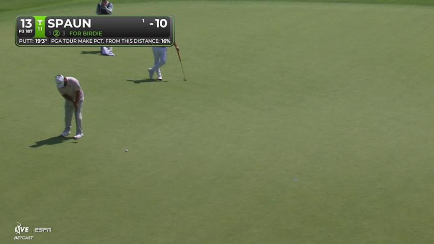 J.J. Spaun sinks 19-foot putt for birdie on No. 13 at BMW Championship