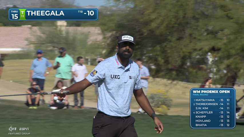 Sahith Theegala makes 8-foot birdie putt on No. 15 at WM Phoenix Open