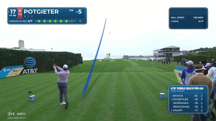 Aldrich Potgieter sinks 20-foot birdie putt on No. 17 at AT&T Pebble Beach