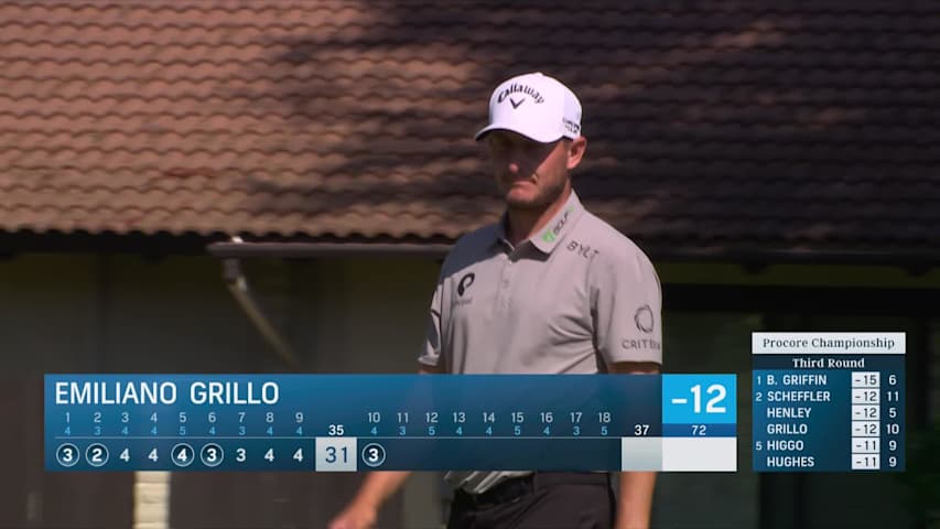 Emiliano Grillo sinks 5-foot birdie putt on No. 10 at Procore