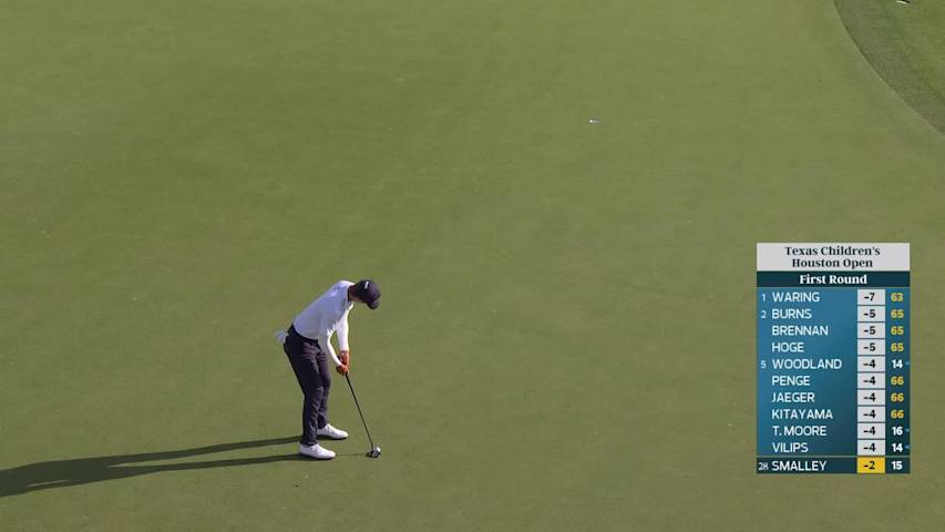 Alex Smalley sinks 28-foot birdie putt on No. 16 at Texas Children's