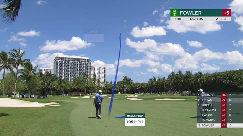 Rickie Fowler's 143-yard approach sets up birdie on No. 11 at Cadillac