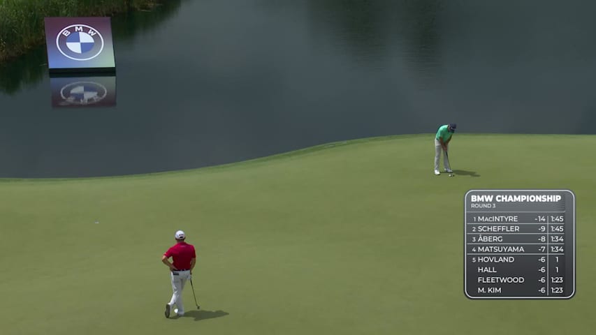 Brian Harman sinks a 30-foot birdie putt on No. 11 at BMW Championship