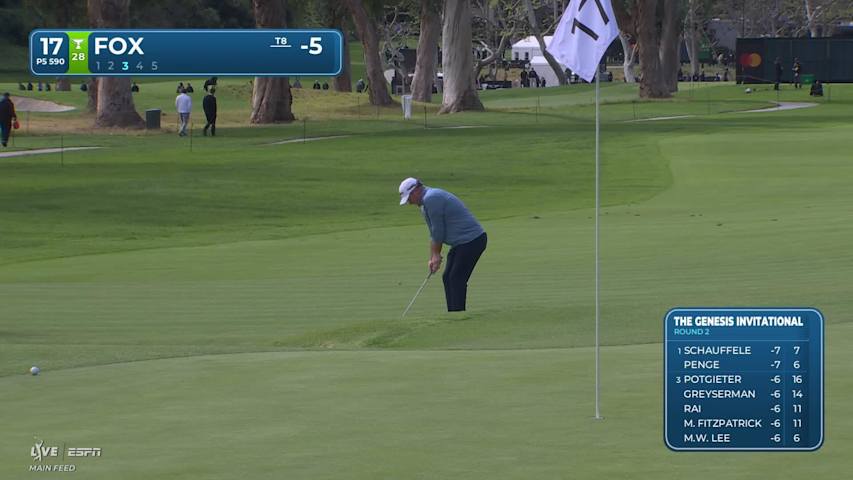 Ryan Fox sinks 5-foot birdie putt on No. 17 at The Genesis