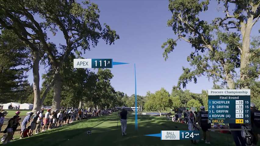 Emiliano Grillo hits 172-yard tee shot to 2 feet on No. 17 at Procore