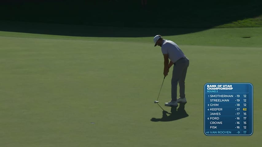 Erik van Rooyen sinks 10-foot birdie putt on No. 18 at Bank of Utah