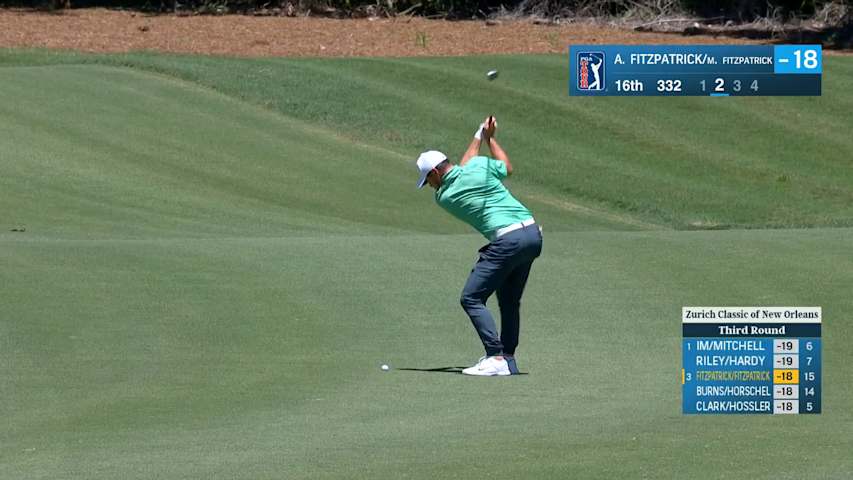 Alex Fitzpatrick sticks approach, leading to birdie at Zurich Classic
