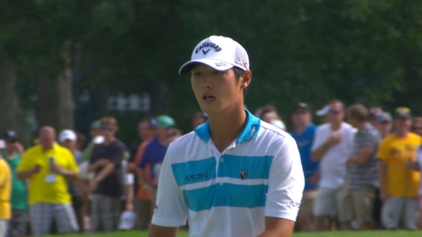 Danny Lee's pitch from greenside bunker yields tap-in birdie  at John Deere