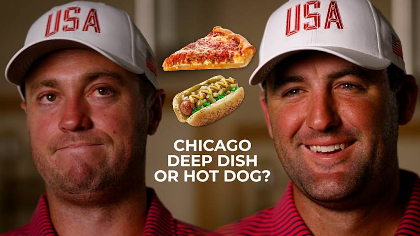 Which do Presidents Cup players prefer, Chicago deep dish pizza or hot dog?