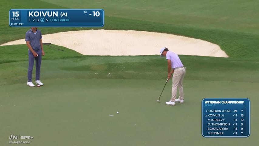 Jackson Koivun makes birdie on No. 15 at Wyndham