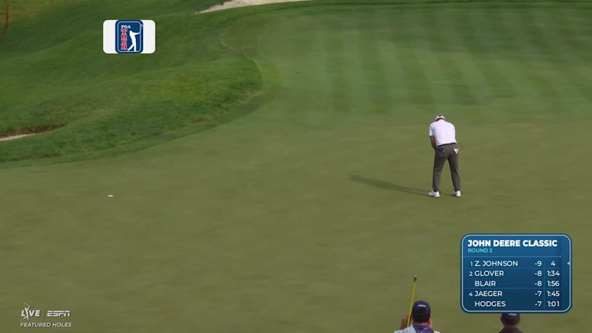 Emiliano Grillo drains 19-foot putt for birdie on No. 12 at John Deere
