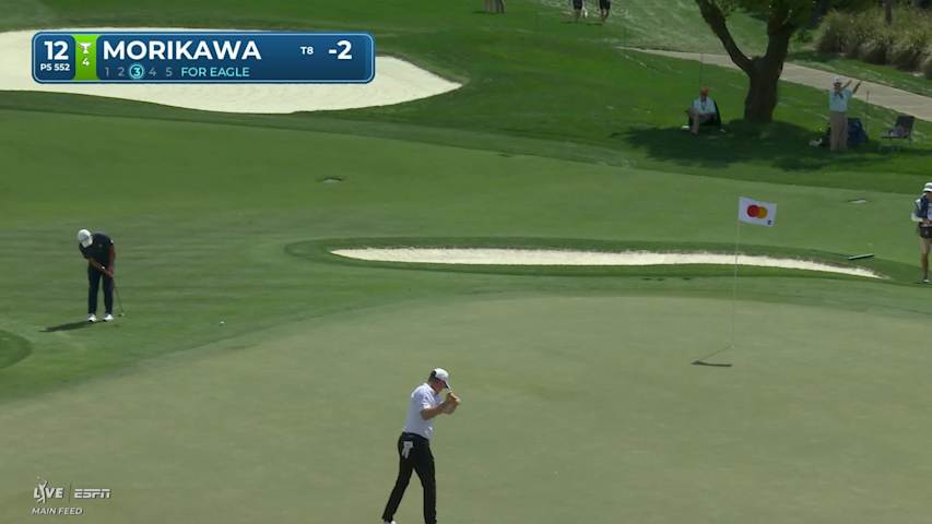 Collin Morikawa taps in from 2 feet for birdie on No. 12 at Arnold Palmer
