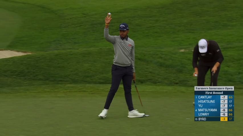 Marcus Byrd makes birdie on No. 9 at Farmers