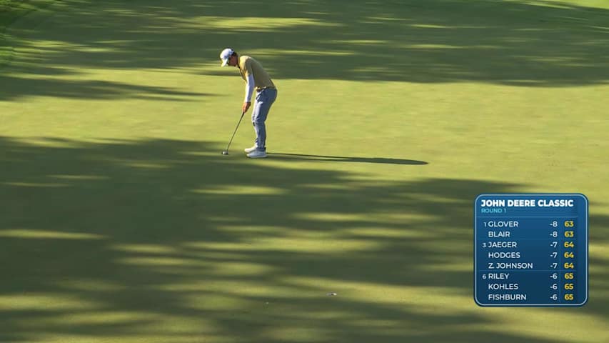Dylan Frittelli drains 30-foot birdie putt on No. 15 at John Deere