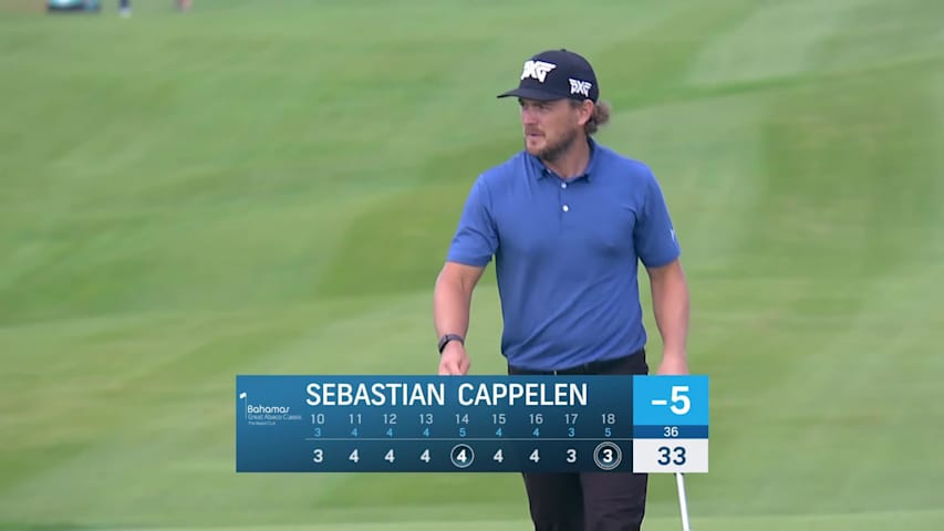 Sebastian Cappelen rolls in a long eagle putt at The Bahamas Great Abaco Classic