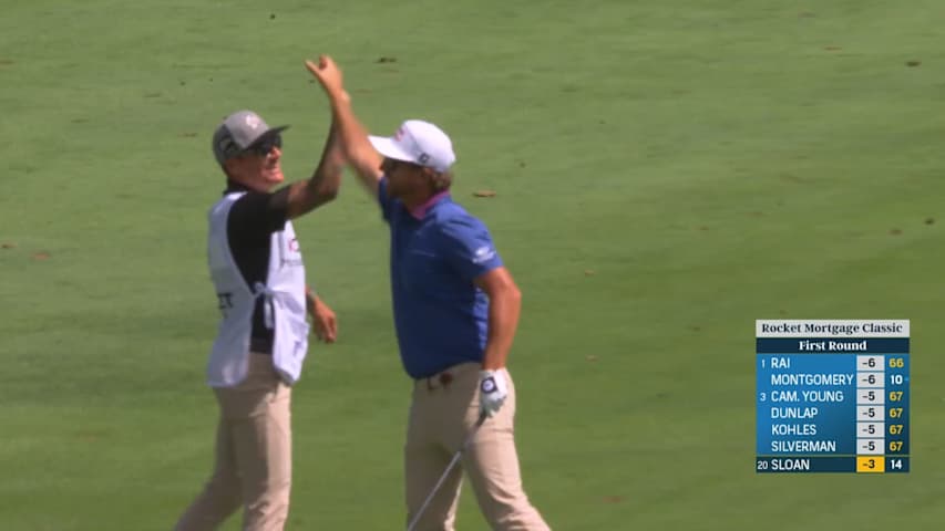 Roger Sloan holes out for eagle from 79 yards at Rocket Mortgage