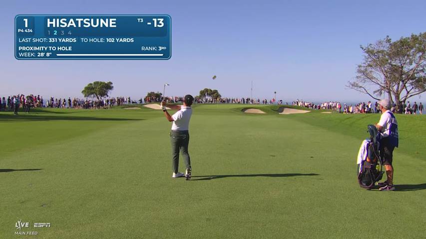 Ryo Hisatsune hits 102-yard approach to 5 feet, sets up birdie on No. 1 at Farmers