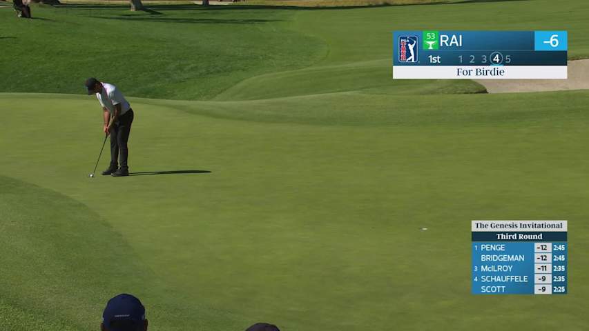Aaron Rai sinks 23-foot birdie putt on No. 1 at The Genesis